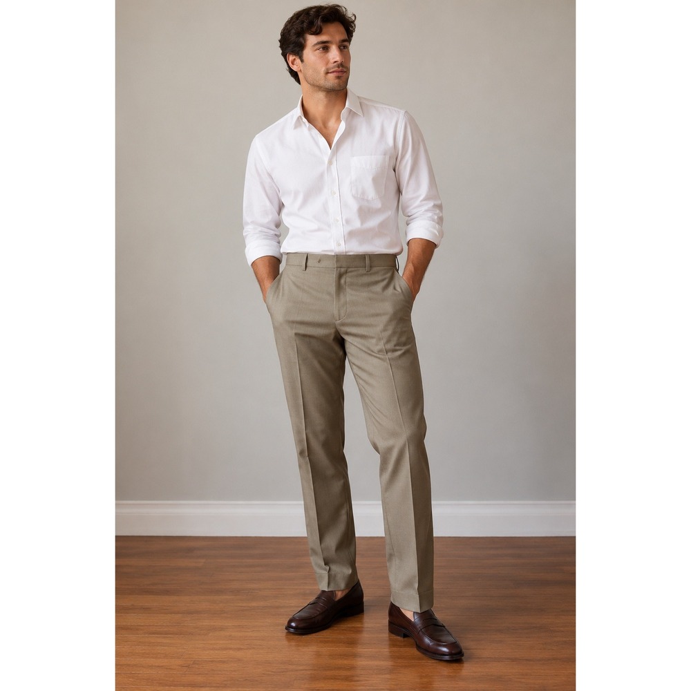 Brooks Brothers 1818 Milano Vitale Barberis Canonico Wool Dress Pant Taupe 35x28